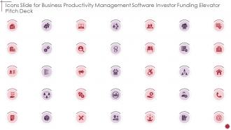 Icons slide for business productivity management software investor funding elevator