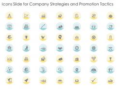 Icons slide for company strategies and promotion tactics ppt powerpoint presentation pictures