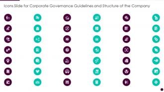 Icons slide for corporate governance guidelines and structure of the company