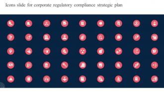 Icons Slide For Corporate Regulatory Compliance Strategic Plan Strategy SS V