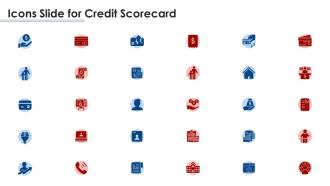 Icons slide for credit scorecard ppt powerpoint tips summary grid