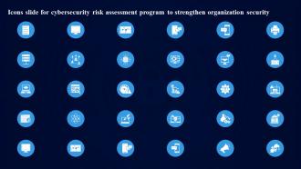 Icons Slide For Cybersecurity Risk Assessment Program To Strengthen Organization Security