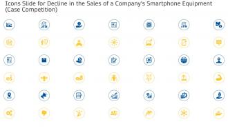 Icons slide for decline in the sales of a companys smartphone equipment case competition