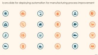 Icons Slide For Deploying Automation For Manufacturing Process Improvement