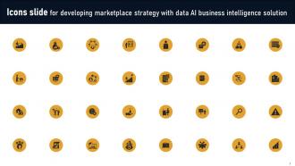 Icons Slide For Developing Marketplace Strategy With Data AI Business Intelligence Solution