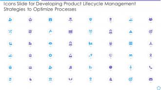 Icons slide for developing product lifecycle management strategies to optimize processes