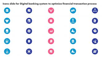 Icons Slide For Digital Banking System To Optimize Financial Transaction Process