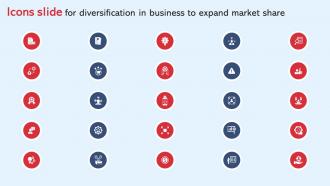Icons Slide For Diversification In Business To Expand Market Share Strategy SS V