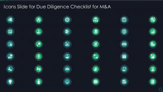 Icons Slide For Due Diligence Checklist For M And A Ppt Inspiration