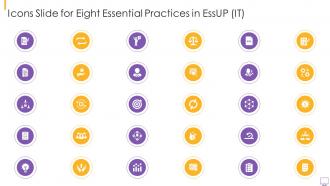 Icons slide for eight essential practices in essup it