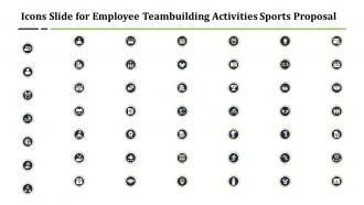 Icons slide for employee teambuilding activities sports proposal ppt slides pictures