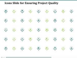 Icons slide for ensuring project quality ppt powerpoint presentation design templates