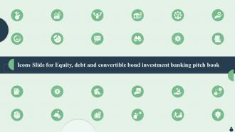 Icons Slide For Equity Debt And Convertible Bond Investment Banking Pitch Book