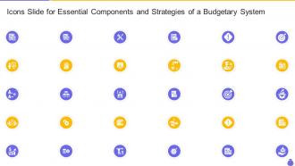 Icons slide for essential components and strategies of a budgetary system