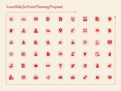Icons slide for event planning proposal ppt powerpoint presentation slides