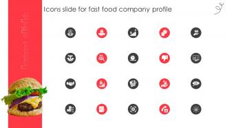 Icons slide for fast food company profile CP SS V