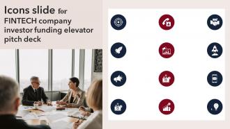 Icons Slide For Fintech Company Investor Funding Elevator Pitch Deck