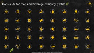 Icons slide for food and beverage company profile ppt powerpoint presentation icon clipart