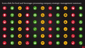 Icons Slide For Food And Beverages Processing Company Strategic Management Summary Strategy SS V