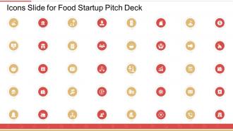 Icons slide for food startup pitch deck ppt powerpoint presentation show icon