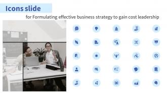 Icons Slide For Formulating Effective Business Strategy To Gain Cost Leadership