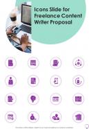 Icons Slide For Freelance Content Writer Proposal One Pager Sample Example Document