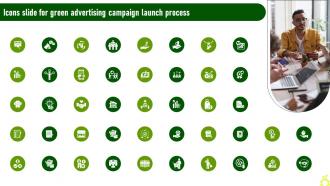 Icons Slide For Green Advertising Campaign Launch Process MKT SS V