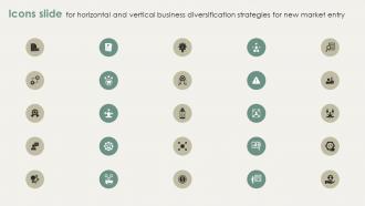 Icons Slide For Horizontal And Vertical Business Diversification Strategies For New Strategy SS V