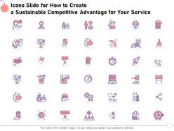 Icons slide for how to create a sustainable competitive advantage for your service ppt slides