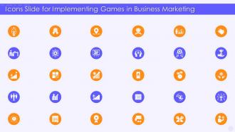 Icons Slide For Implementing Games In Business Marketing