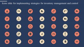 Icons Slide For Implementing Strategies For Inventory Management And Control
