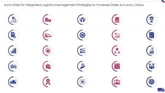 Icons Slide For Integrated Logistics Management Strategies To Increase Order Accuracy Status