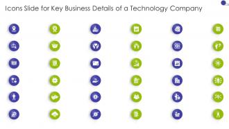 Icons Slide For Key Business Details Of A Technology Company