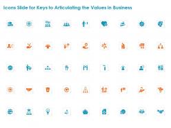 Icons slide for keys to articulating the values in business ppt powerpoint presentation gallery grid