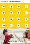 Icons Slide For Kindergarten Proposal One Pager Sample Example Document