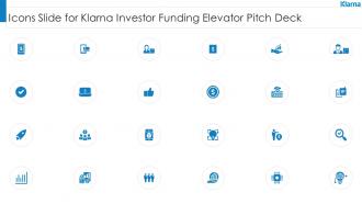 Icons slide for klarna investor funding elevator pitch deck ppt presentation show design