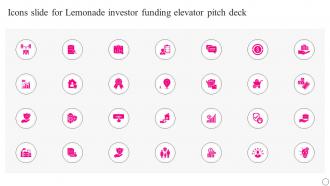 Icons Slide For Lemonade Investor Funding Elevator Pitch Deck
