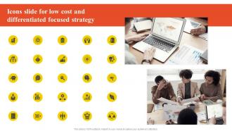 Icons Slide For Low Cost And Differentiated Focused Strategy Ppt Slides Backgrounds