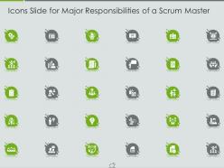 Icons slide for major responsibilities of a scrum master major responsibilities of a scrum master