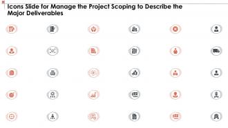 Icons slide for manage the project scoping to describe the major deliverables