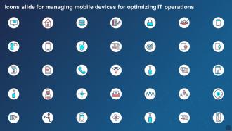 Icons Slide For Managing Mobile Devices For Optimizing IT Operations Ppt Ideas Design Inspiration