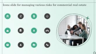 Icons Slide For Managing Various Risks For Commercial Real Estate