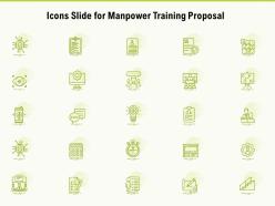 Icons slide for manpower training proposal ppt powerpoint presentation portfolio outline
