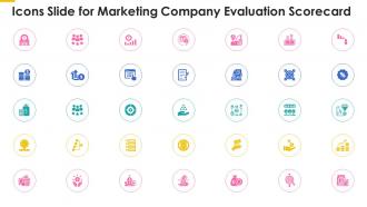 Icons slide for marketing company evaluation scorecard