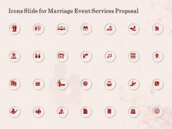 Icons slide for marriage event services proposal ppt powerpoint presentation graphics