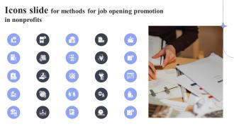 Icons Slide For Methods For Job Opening Promotion In Nonprofits Strategy SS V