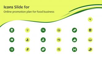 Icons Slide For Online Promotion Plan For Food Business Ppt Show Graphics Example