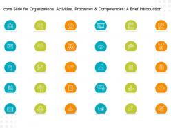 Icons slide for organizational activities processes and competencies a brief introduction