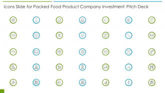 Icons slide for packed food product company investment pitch deck ppt slides