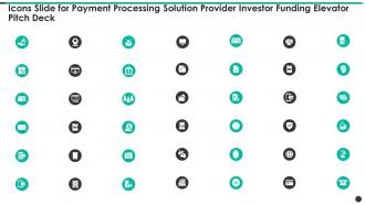 Icons Slide For Payment Processing Solution Provider Investor Funding Elevator Pitch Deck